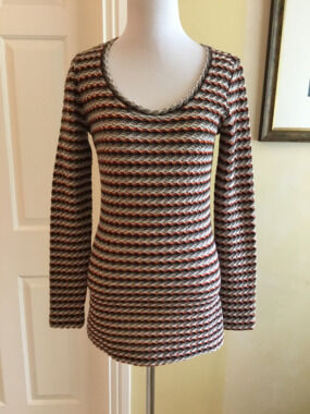 Missoni Sport Multicolor Textured Knit Long Sleeve Top